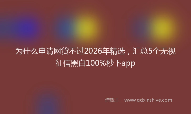 为什么申请网贷不过2026年精选,汇总5个无视征信黑白100%秒下app