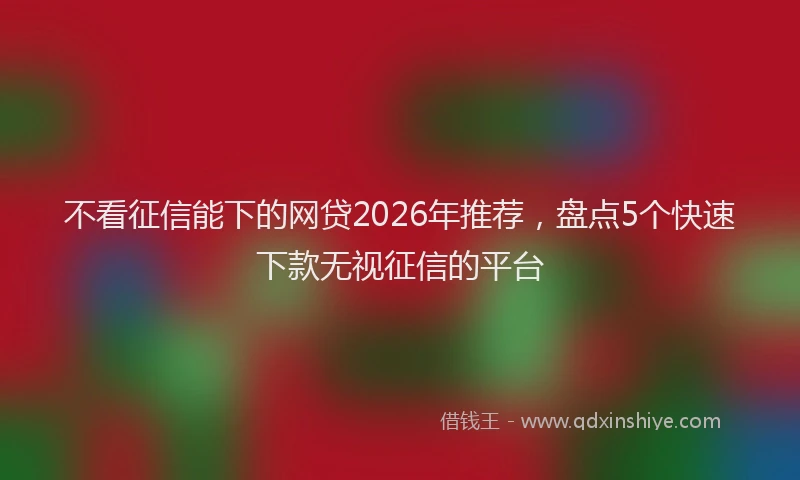 不看征信能下的网贷2026年推荐，盘点5个快速下款无视征信的平台