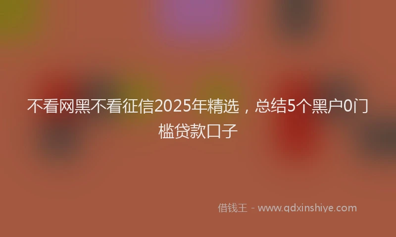 不看网黑不看征信2025年精选，总结5个黑户0门槛贷款口子