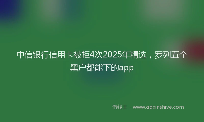中信银行信用卡被拒4次2025年精选，罗列五个黑户都能下的app