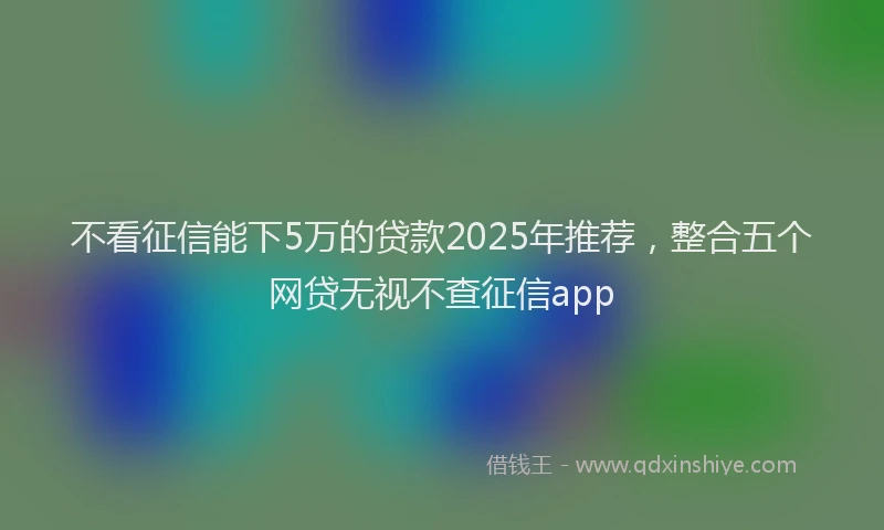 不看征信能下5万的贷款2025年推荐，整合五个网贷无视不查征信app