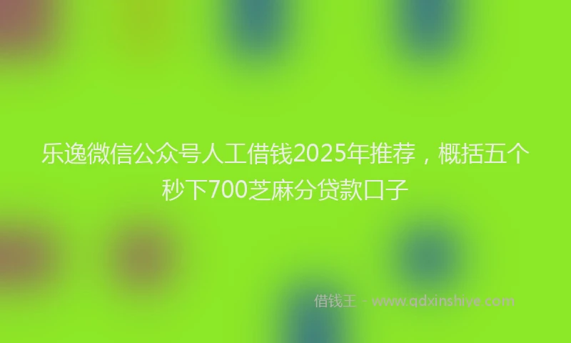 乐逸微信公众号人工借钱2025年推荐，概括五个秒下700芝麻分贷款口子