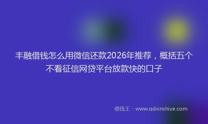 丰融借钱怎么用微信还款2026年推荐，概括五个不看征信网贷平台放款快的口子