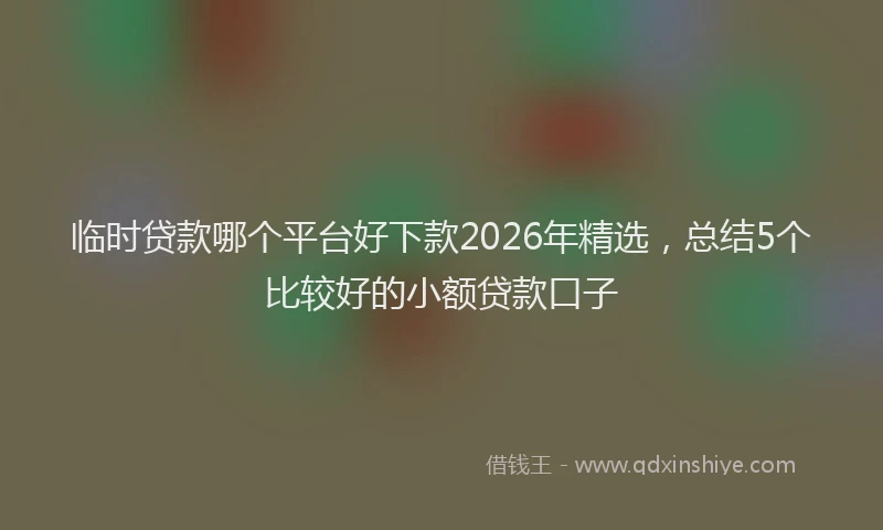临时贷款哪个平台好下款2026年精选，总结5个比较好的小额贷款口子