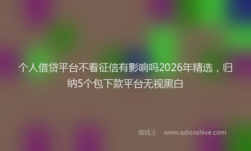 个人借贷平台不看征信有影响吗2026年精选，归纳5个包下款平台无视黑白