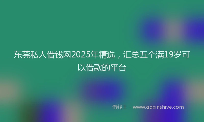 东莞私人借钱网2025年精选,汇总五个满19岁可以借款的平台