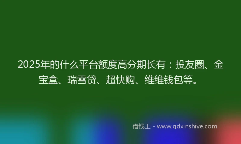 2025年的什么平台额度高分期长有：投友圈、金宝盒、瑞雪贷、超快购、维维钱包等。