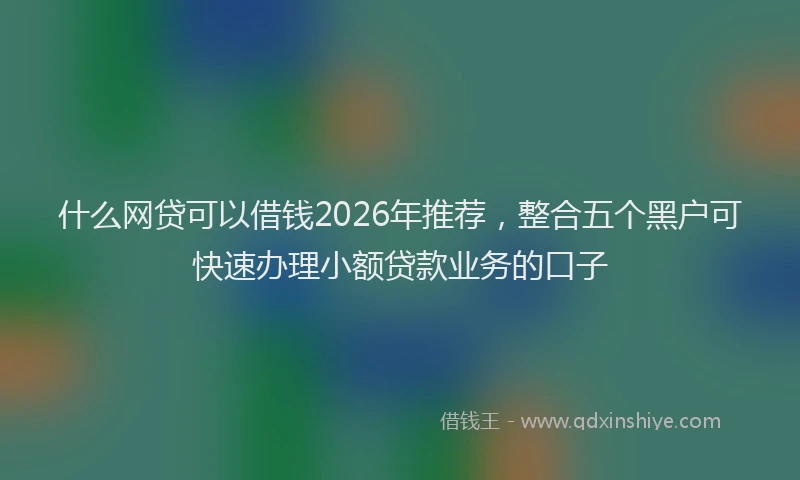 什么网贷可以借钱2026年推荐，整合五个黑户可快速办理小额贷款业务的口子
