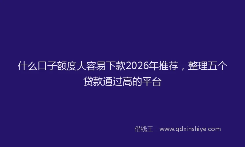 什么口子额度大容易下款2026年推荐，整理五个贷款通过高的平台
