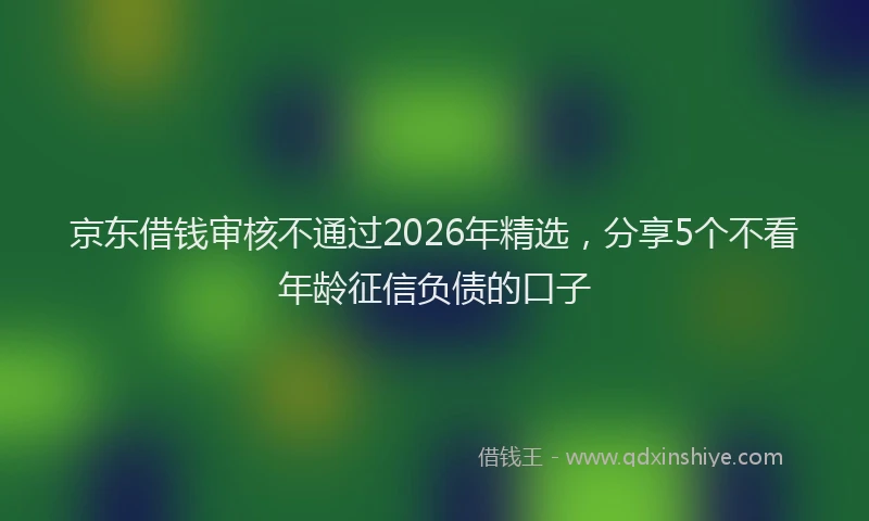 京东借钱审核不通过2026年精选,分享5个不看年龄征信负债的口子