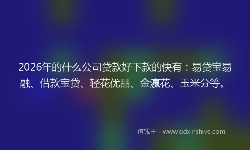 2026年的什么公司贷款好下款的快有：易贷宝易融、借款宝贷、轻花优品、金瀛花、玉米分等。