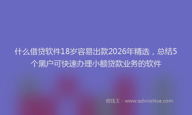 什么借贷软件18岁容易出款2026年精选，总结5个黑户可快速办理小额贷款业务的软件