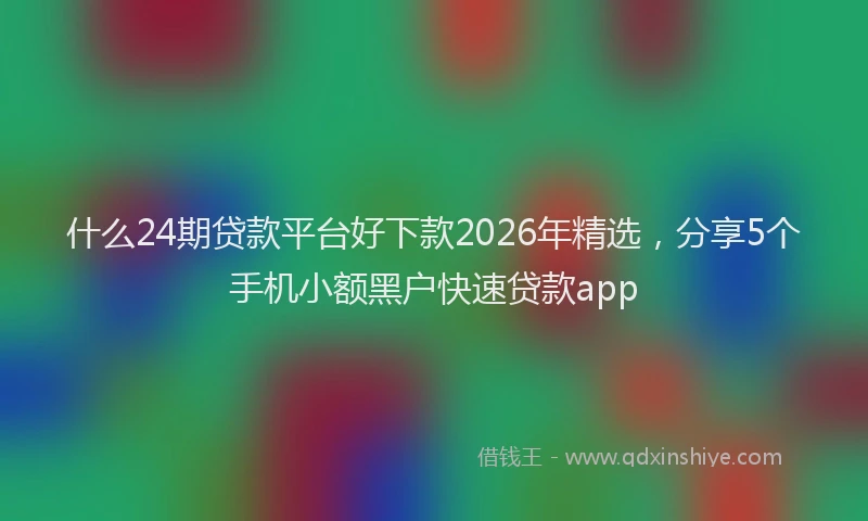 什么24期贷款平台好下款2026年精选，分享5个手机小额黑户快速贷款app