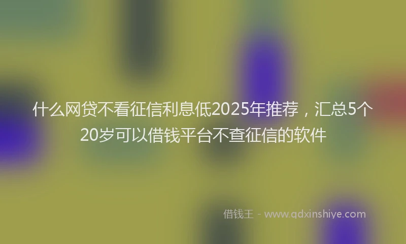 什么网贷不看征信利息低2025年推荐，汇总5个20岁可以借钱平台不查征信的软件