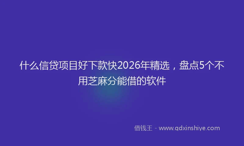 什么信贷项目好下款快2026年精选，盘点5个不用芝麻分能借的软件