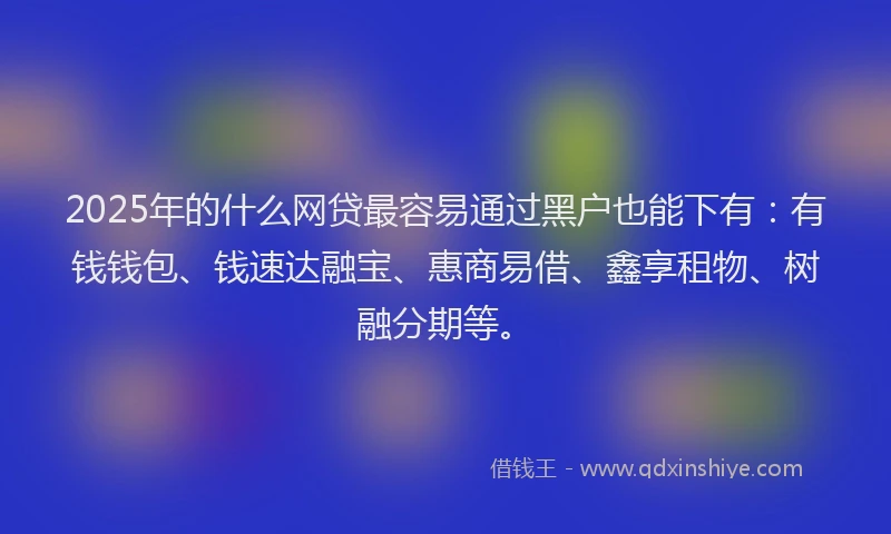 2025年的什么网贷最容易通过黑户也能下有：有钱钱包、钱速达融宝、惠商易借、鑫享租物、树融分期等。