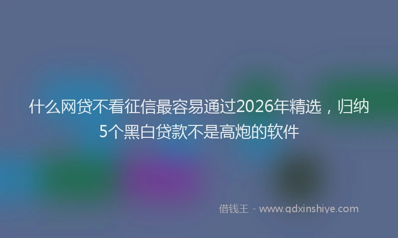 什么网贷不看征信最容易通过2026年精选，归纳5个黑白贷款不是高炮的软件