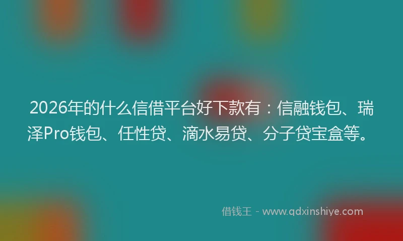 2026年的什么信借平台好下款有：信融钱包、瑞泽Pro钱包、任性贷、滴水易贷、分子贷宝盒等。