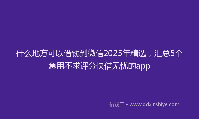 什么地方可以借钱到微信2025年精选,汇总5个急用不求评分快借无忧的app
