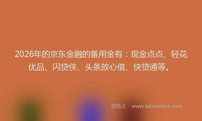 2026年的京东金融的备用金有：现金点点、轻花优品、闪贷侠、头条放心借、快贷通等。