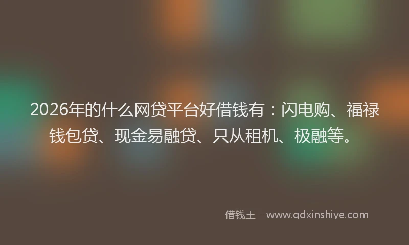 2026年的什么网贷平台好借钱有:闪电购、福禄钱包贷、现金易融贷、只从租机、极融等。