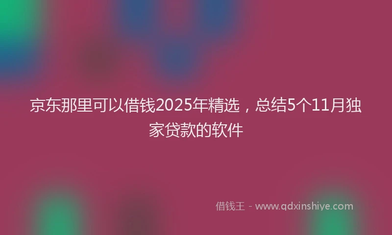 京东那里可以借钱2025年精选，总结5个11月独家贷款的软件