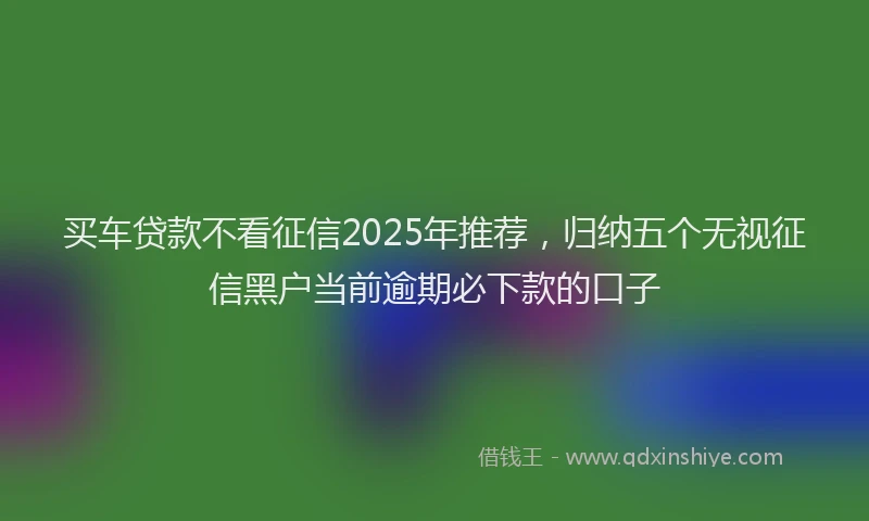 买车贷款不看征信2025年推荐，归纳五个无视征信黑户当前逾期必下款的口子