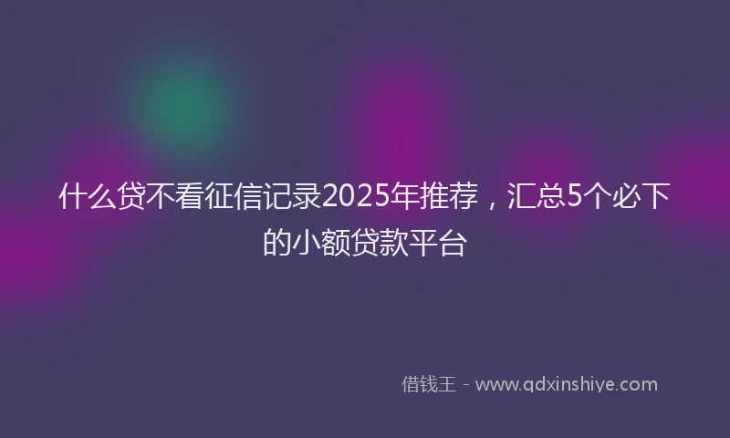 什么贷不看征信记录2025年推荐，汇总5个必下的小额贷款平台