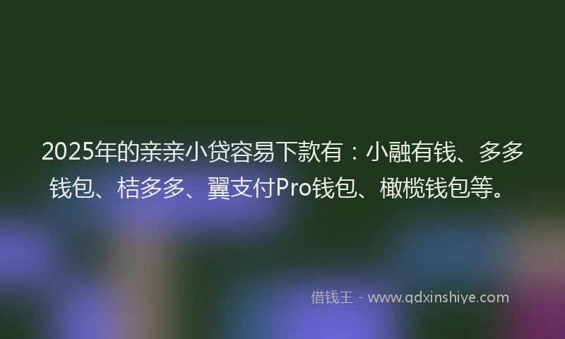 2025年的亲亲小贷容易下款有：小融有钱、多多钱包、桔多多、翼支付Pro钱包、橄榄钱包等。