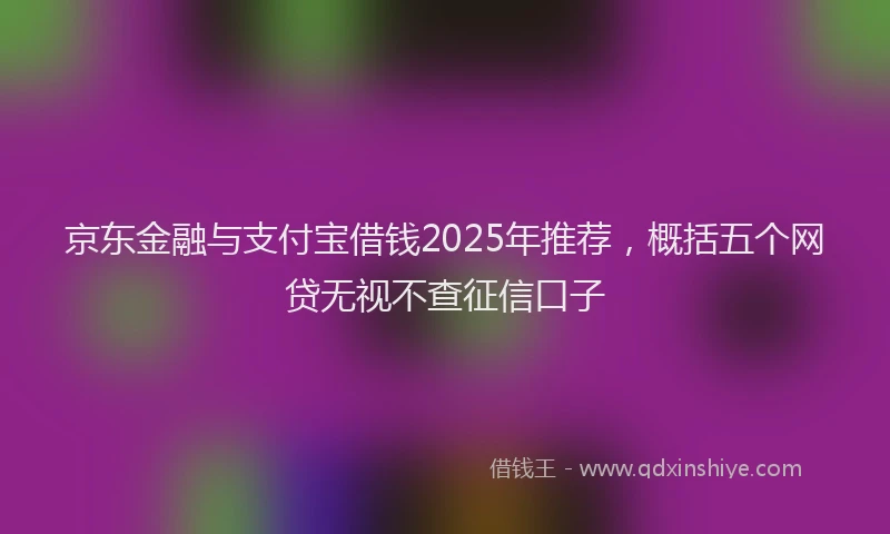 京东金融与支付宝借钱2025年推荐，概括五个网贷无视不查征信口子