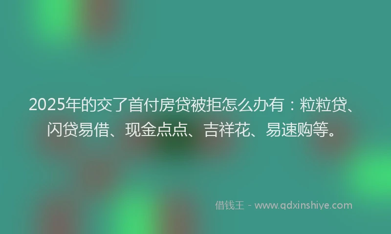 2025年的交了首付房贷被拒怎么办有：粒粒贷、闪贷易借、现金点点、吉祥花、易速购等。