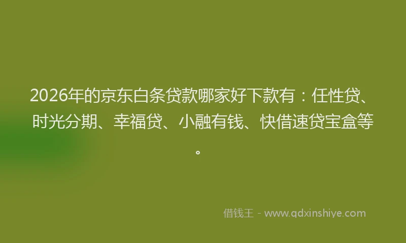2026年的京东白条贷款哪家好下款有：任性贷、时光分期、幸福贷、小融有钱、快借速贷宝盒等。