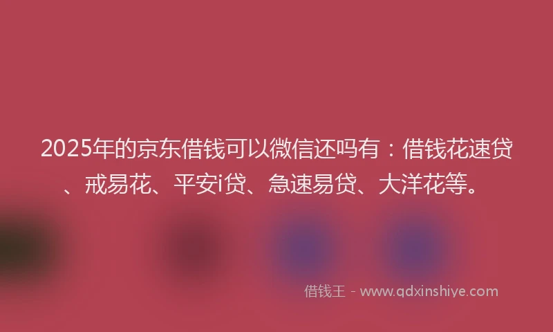 2025年的京东借钱可以微信还吗有：借钱花速贷、戒易花、平安i贷、急速易贷、大洋花等。