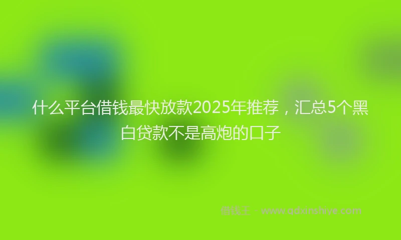 什么平台借钱最快放款2025年推荐，汇总5个黑白贷款不是高炮的口子