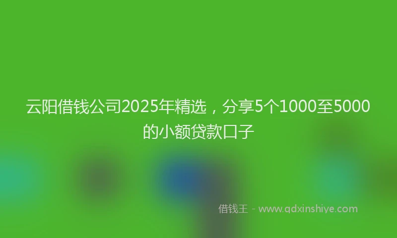 云阳借钱公司2025年精选，分享5个1000至5000的小额贷款口子