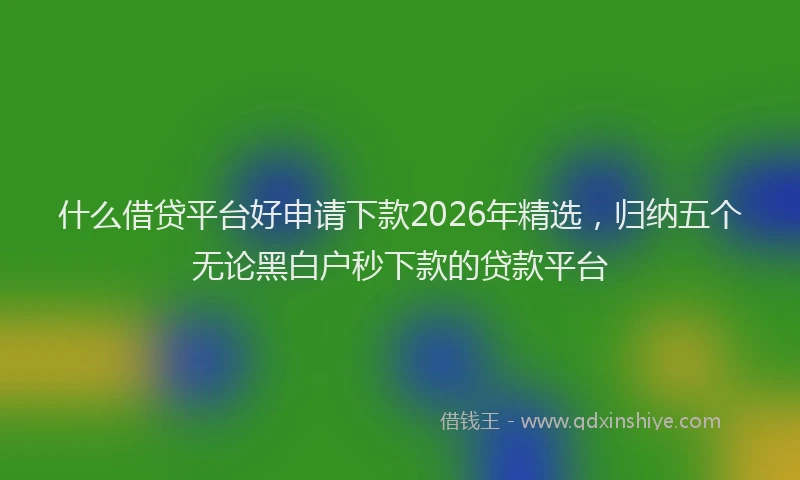 什么借贷平台好申请下款2026年精选，归纳五个无论黑白户秒下款的贷款平台