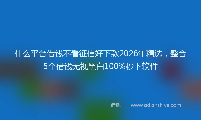 什么平台借钱不看征信好下款2026年精选，整合5个借钱无视黑白100%秒下软件