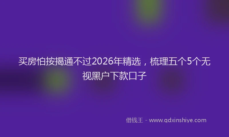 买房怕按揭通不过2026年精选，梳理五个5个无视黑户下款口子