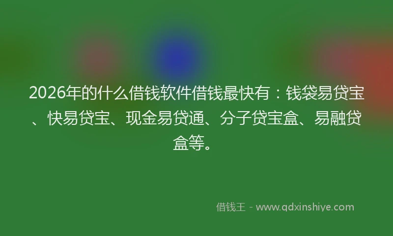 2026年的什么借钱软件借钱最快有：钱袋易贷宝、快易贷宝、现金易贷通、分子贷宝盒、易融贷盒等。
