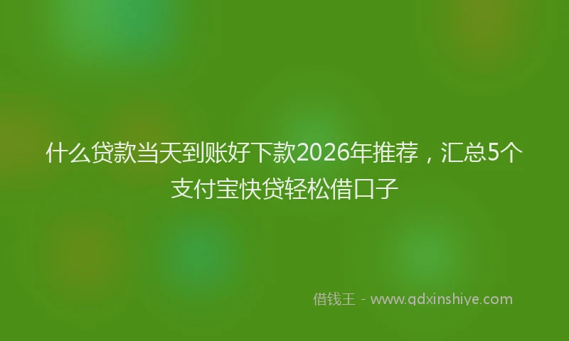 什么贷款当天到账好下款2026年推荐，汇总5个支付宝快贷轻松借口子