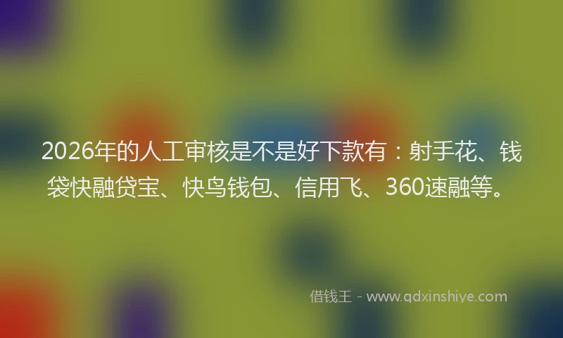 2026年的人工审核是不是好下款有:射手花、钱袋快融贷宝、快鸟钱包、信用飞、360速融等。