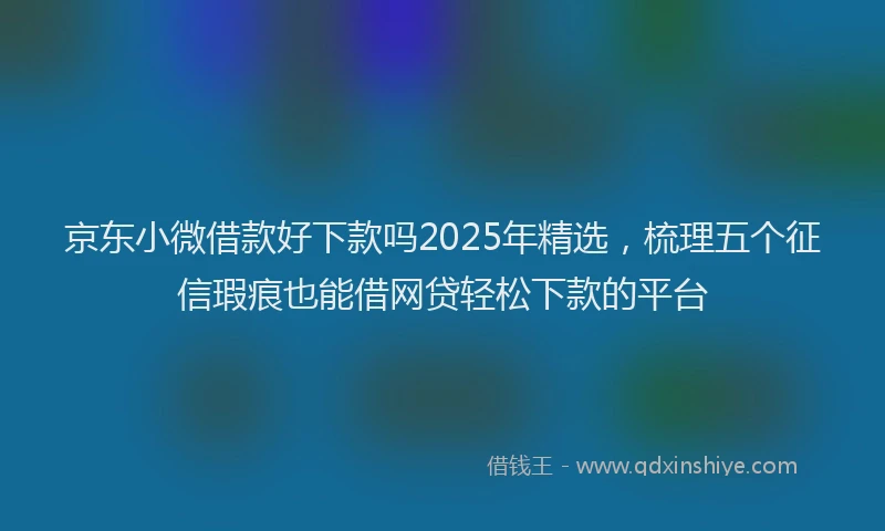 京东小微借款好下款吗2025年精选，梳理五个征信瑕疵也能借网贷轻松下款的平台