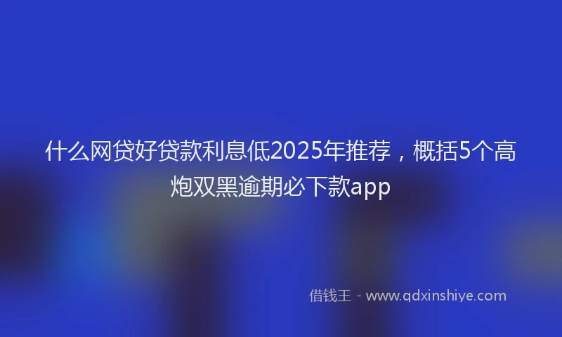 什么网贷好贷款利息低2025年推荐，概括5个高炮双黑逾期必下款app