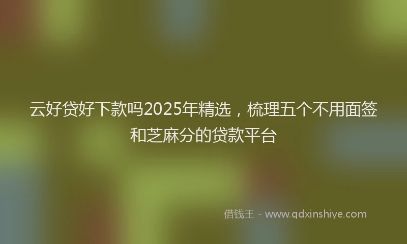 云好贷好下款吗2025年精选，梳理五个不用面签和芝麻分的贷款平台