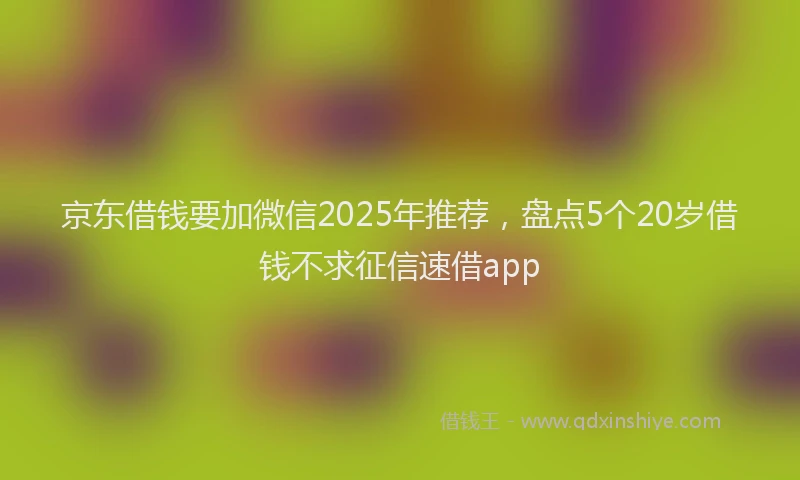 京东借钱要加微信2025年推荐，盘点5个20岁借钱不求征信速借app