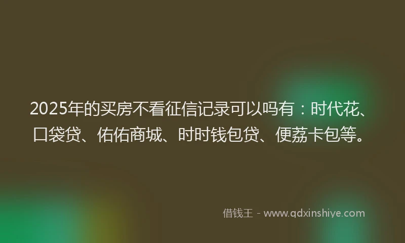 2025年的买房不看征信记录可以吗有：时代花、口袋贷、佑佑商城、时时钱包贷、便荔卡包等。