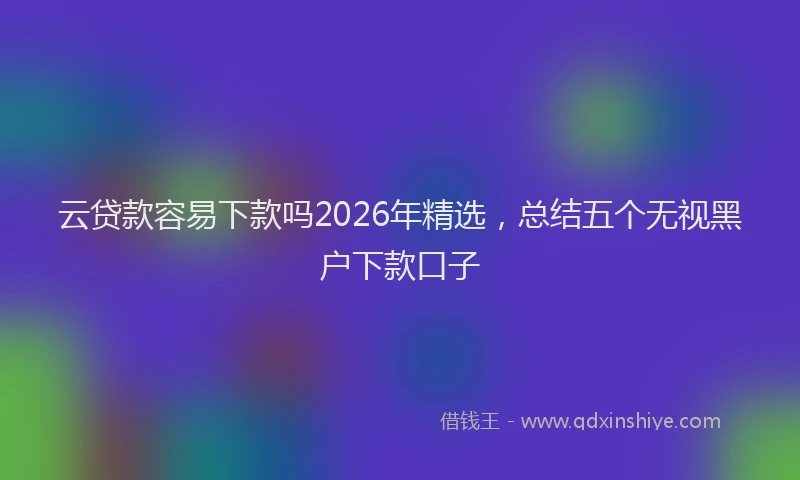 云贷款容易下款吗2026年精选，总结五个无视黑户下款口子