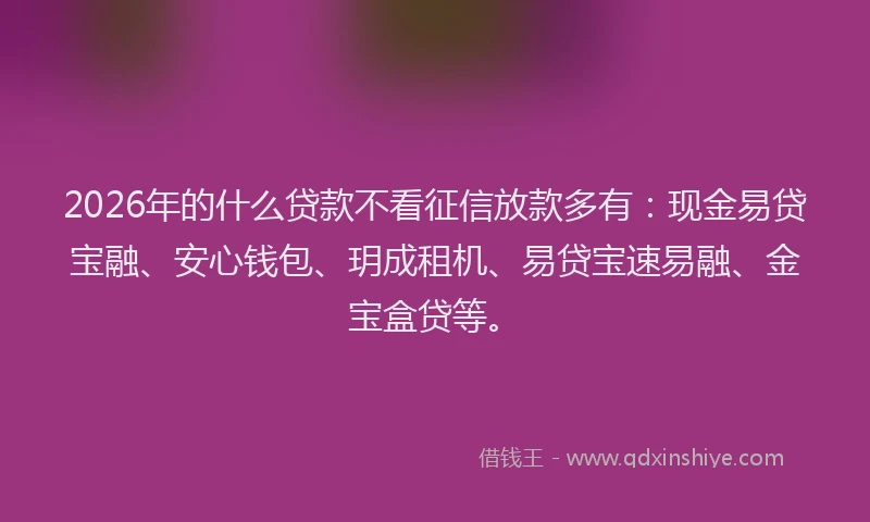 2026年的什么贷款不看征信放款多有：现金易贷宝融、安心钱包、玥成租机、易贷宝速易融、金宝盒贷等。