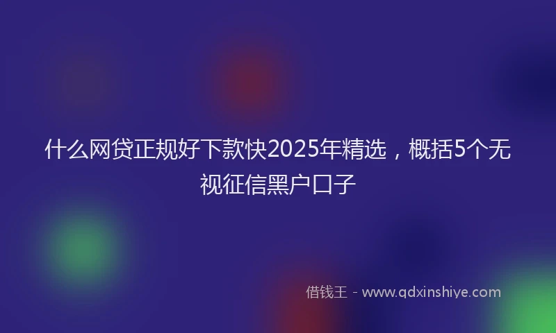 什么网贷正规好下款快2025年精选，概括5个无视征信黑户口子