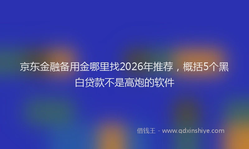 京东金融备用金哪里找2026年推荐，概括5个黑白贷款不是高炮的软件